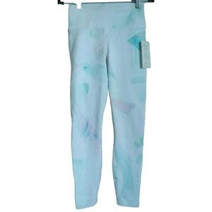 NWT Fabletics Leggings White Watercolor Women's Size S/M 7/8 26" Inseam